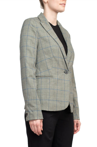 Premise Notched Collar Long Sleeve One Button Knit Blazer - By Baano