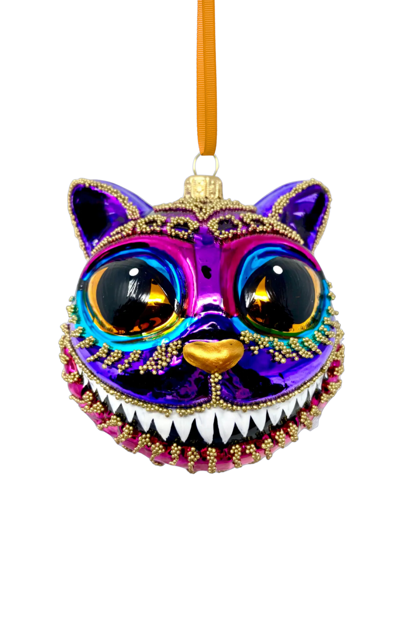Amethyst Cheshire Cat Glass Ornament
