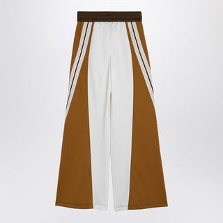 Brown/Ochre Colour-Block Wide Trousers - By Baano