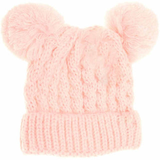 Kids Solid Double Pom C.C Beanies