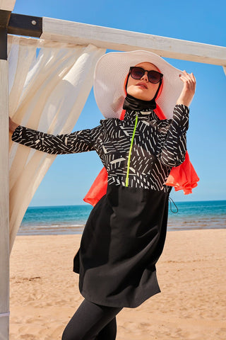Woven Black Burkini Modest Swimwear M2326 - By Baano
