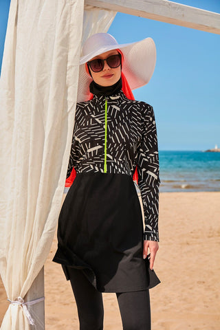 Woven Black Burkini Modest Swimwear M2326 - By Baano