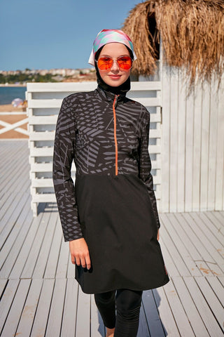 Woven Black Burkini Modest Swimwear M2324 - By Baano