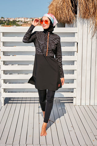 Woven Black Burkini Modest Swimwear M2324 - By Baano