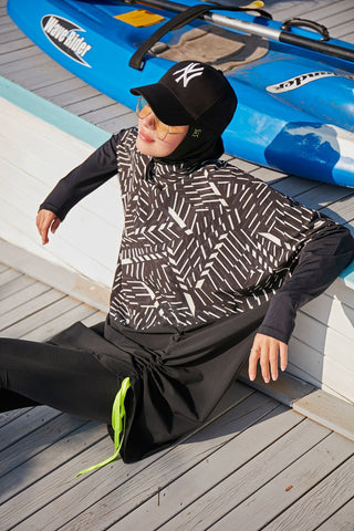 Woven Black Burkini Modest Swimwear M2327 - By Baano