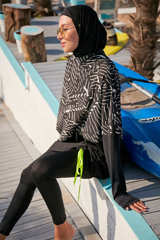 Woven Black Burkini Modest Swimwear M2327 - By Baano