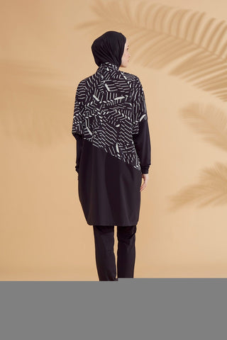 Woven Black Burkini Modest Swimwear M2327 - By Baano