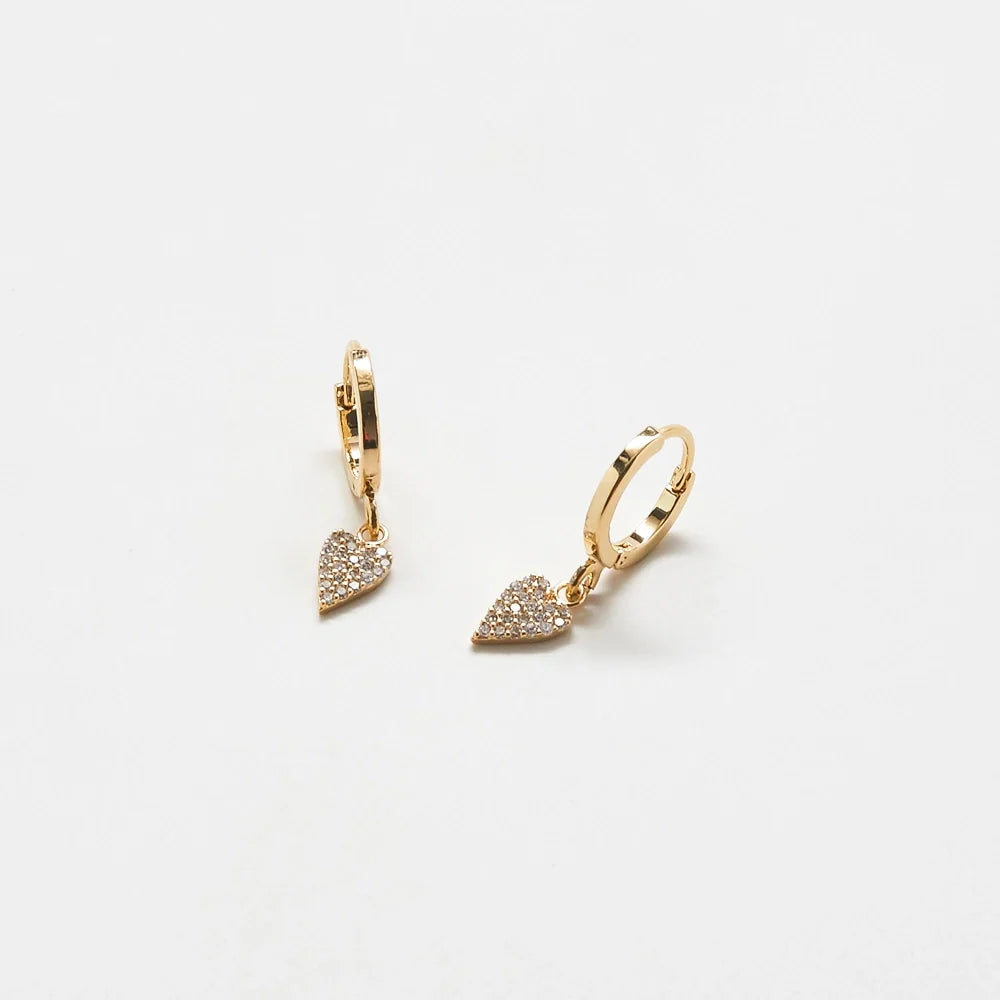 Pavé Heart Huggie Earrings