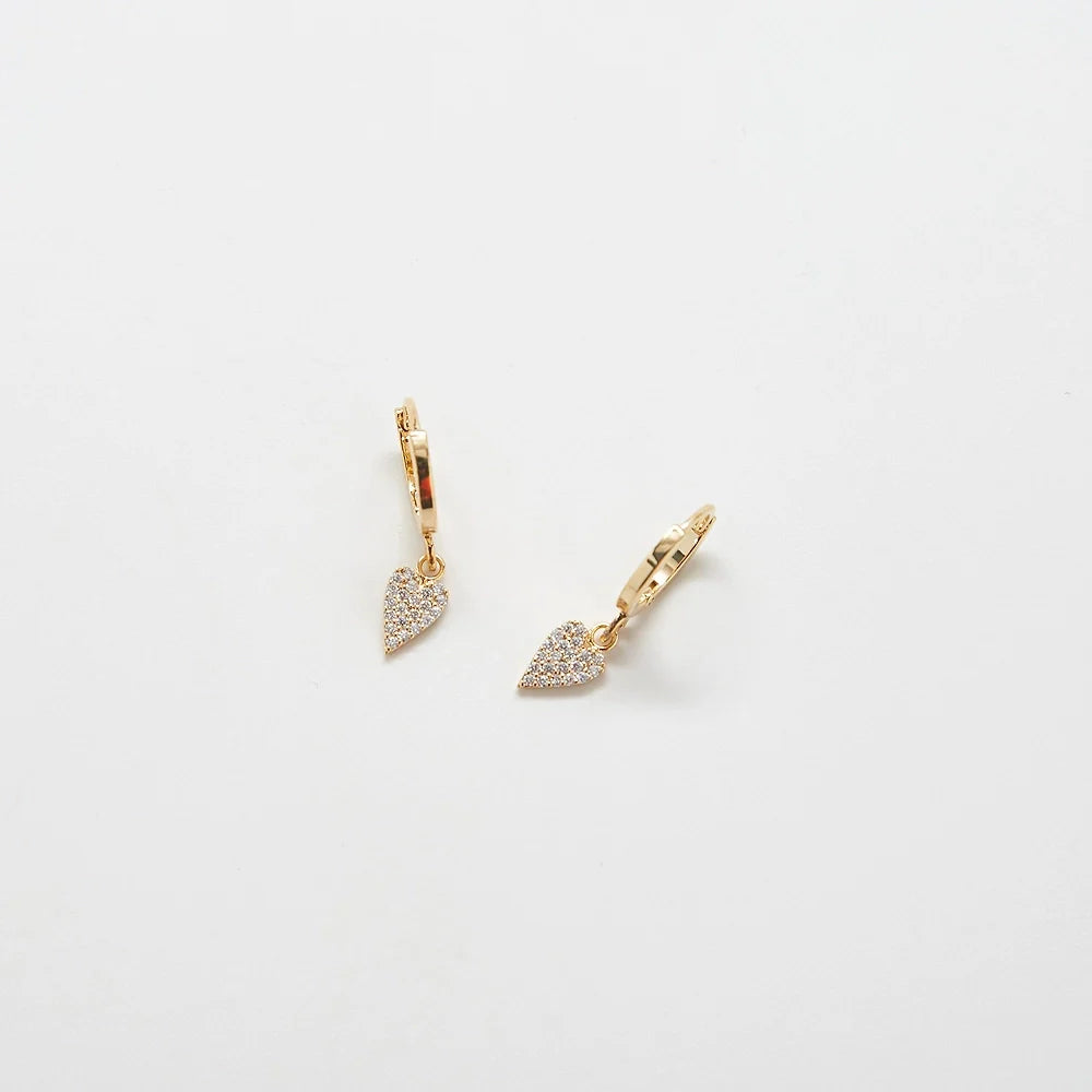 Pavé Heart Huggie Earrings