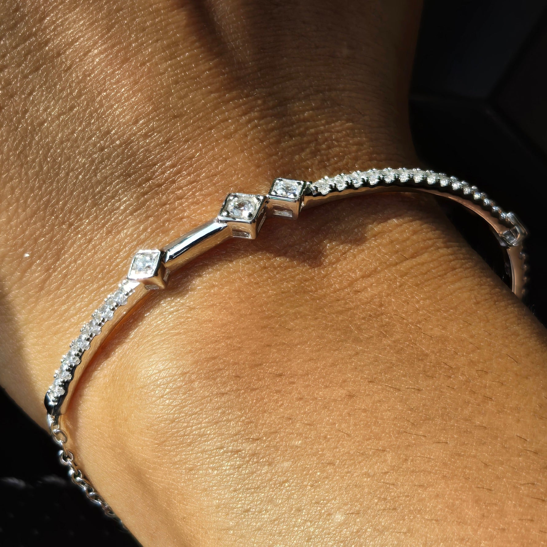 Starlette's Pegasus Bracelet in Silver - Unique Half Cuff & Half Chain Design