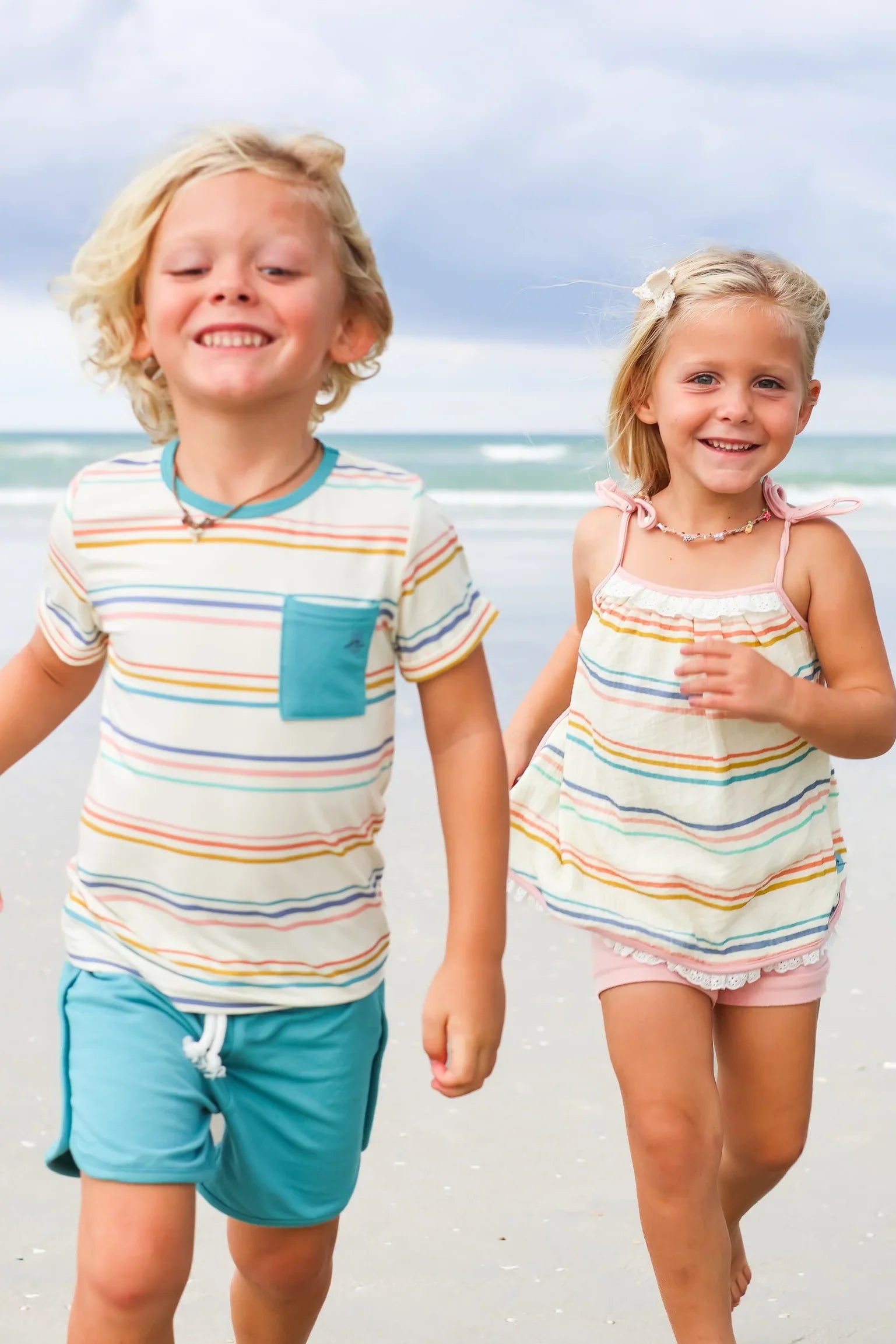 Girls Coastal Stripe Tank Top Set - By Baano