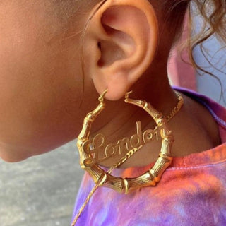 Kid's 2" Bamboo Name Earrings
