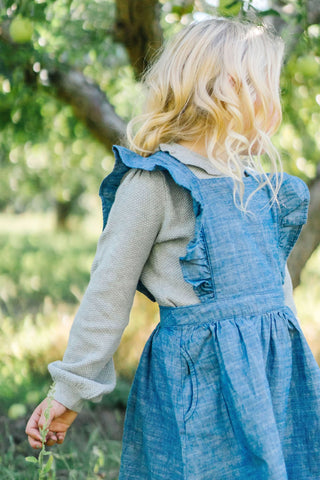 Organic Chambray Ruffle Jumper - By Baano