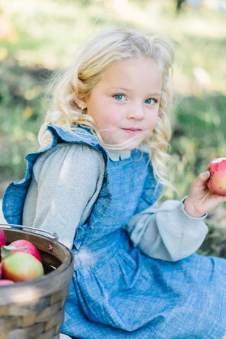 Organic Chambray Ruffle Jumper - By Baano