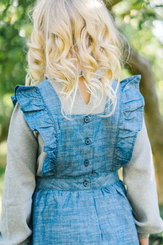 Organic Chambray Ruffle Jumper - By Baano
