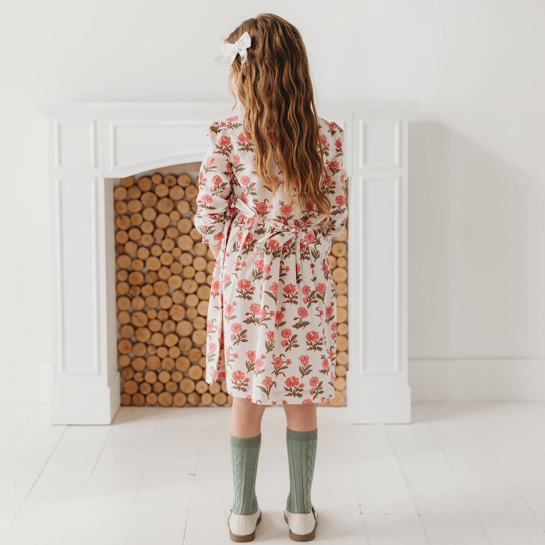 Pink Block Print Flower Dress - By Baano