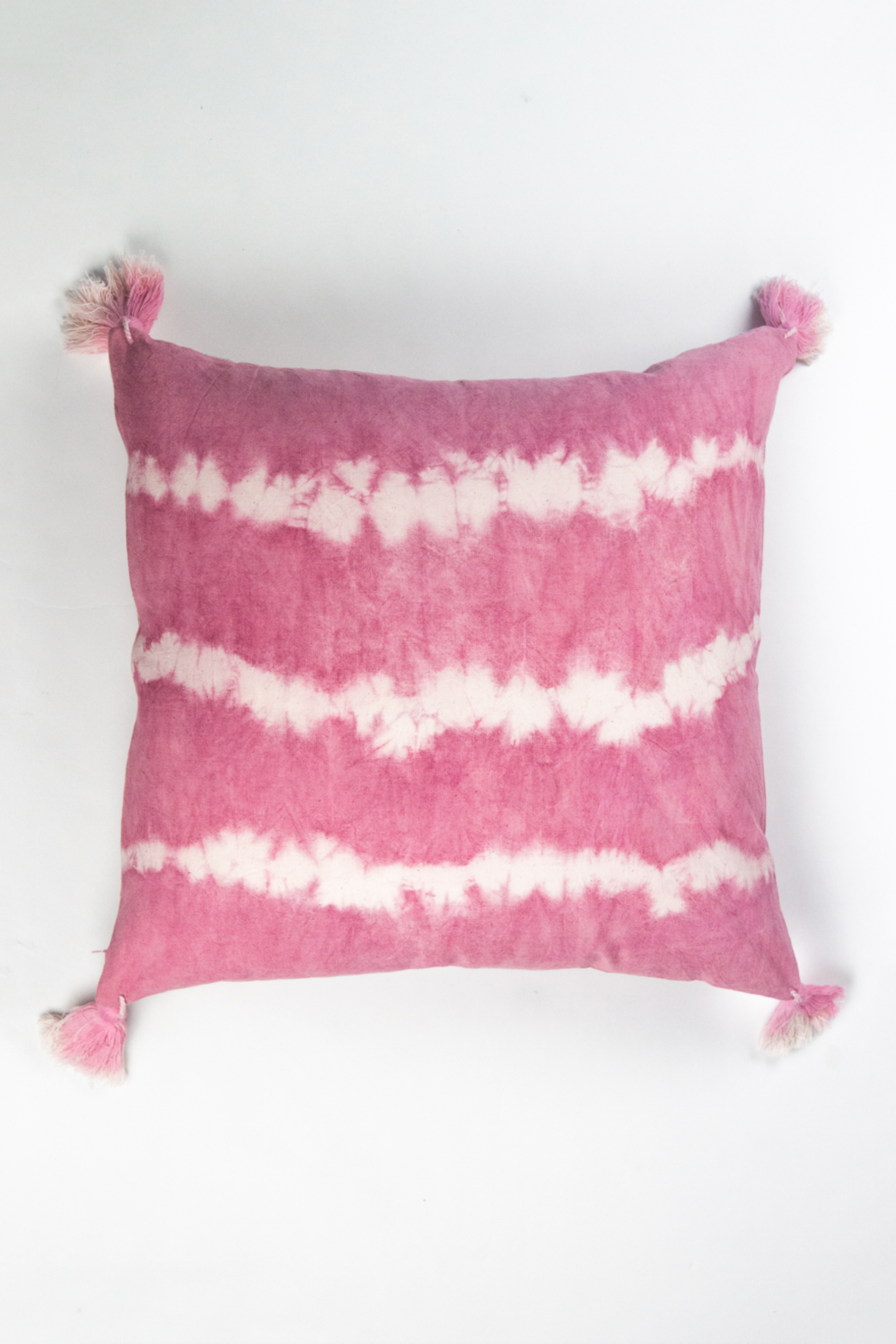 Pink Natural Dyed Shibori Tassel Pillows