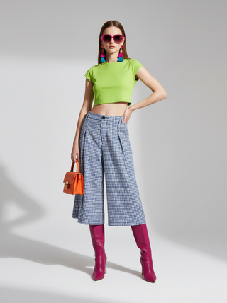 Plaid Wide-Leg Pants 7/8, Brooklyn Heights | Women - BYMANYC ® New York