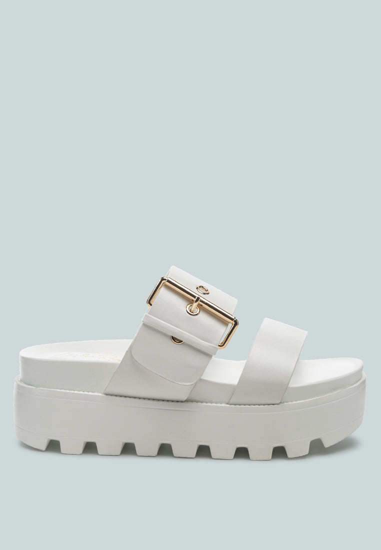 Gound Platform Lug Sole Metal Buckle Sandals