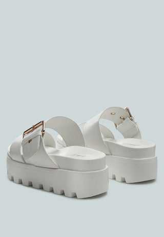 Gound Platform Lug Sole Metal Buckle Sandals
