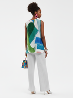 Pleated Printed Sleeveless Top, Coney Island | Women - BYMANYC ® New York