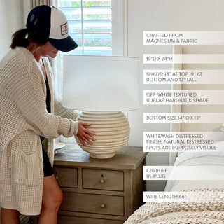 Weathered Cream Round Table Lamp Decor Steals