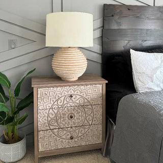Weathered Cream Round Table Lamp Decor Steals