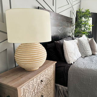 Weathered Cream Round Table Lamp Decor Steals