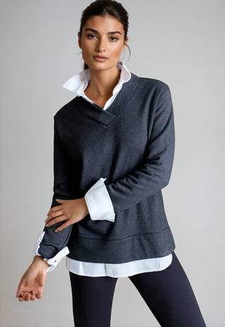 Power Vee 'Sweater' Sweatshirt - Charcoal Gray