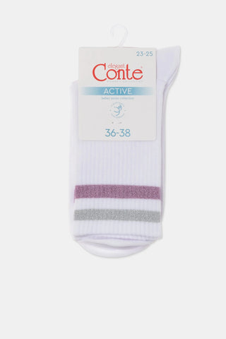 Conte Cotton Long Socks Active 157 - Lurex Stripes - By Baano