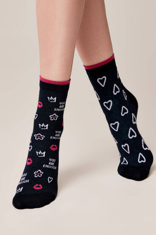 Socks Cotton Conte Happy 373 - You Are Enough - By Baano