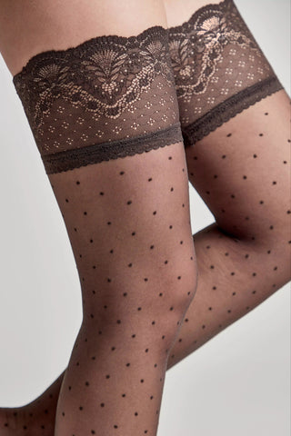 Fantasy Stockings Conte Happy - Polka Dot Silicone Lace Top - By Baano