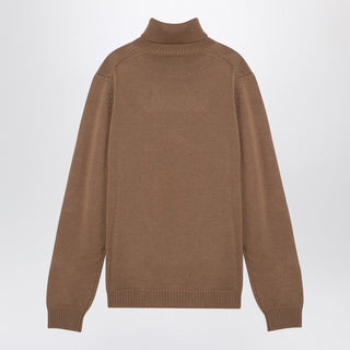 Camel Merino Wool Turtleneck Pullover - By Baano