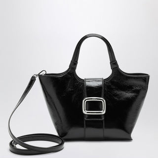 Mini Viv'' Choc Black Leather Shopping Bag - By Baano