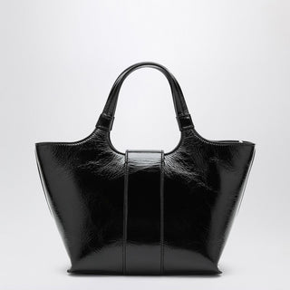 Mini Viv'' Choc Black Leather Shopping Bag - By Baano