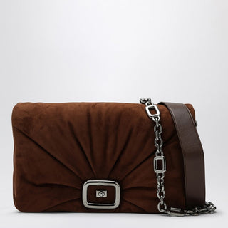 Brown Suede Viv'' Choc Leather Shoulder Bag - By Baano