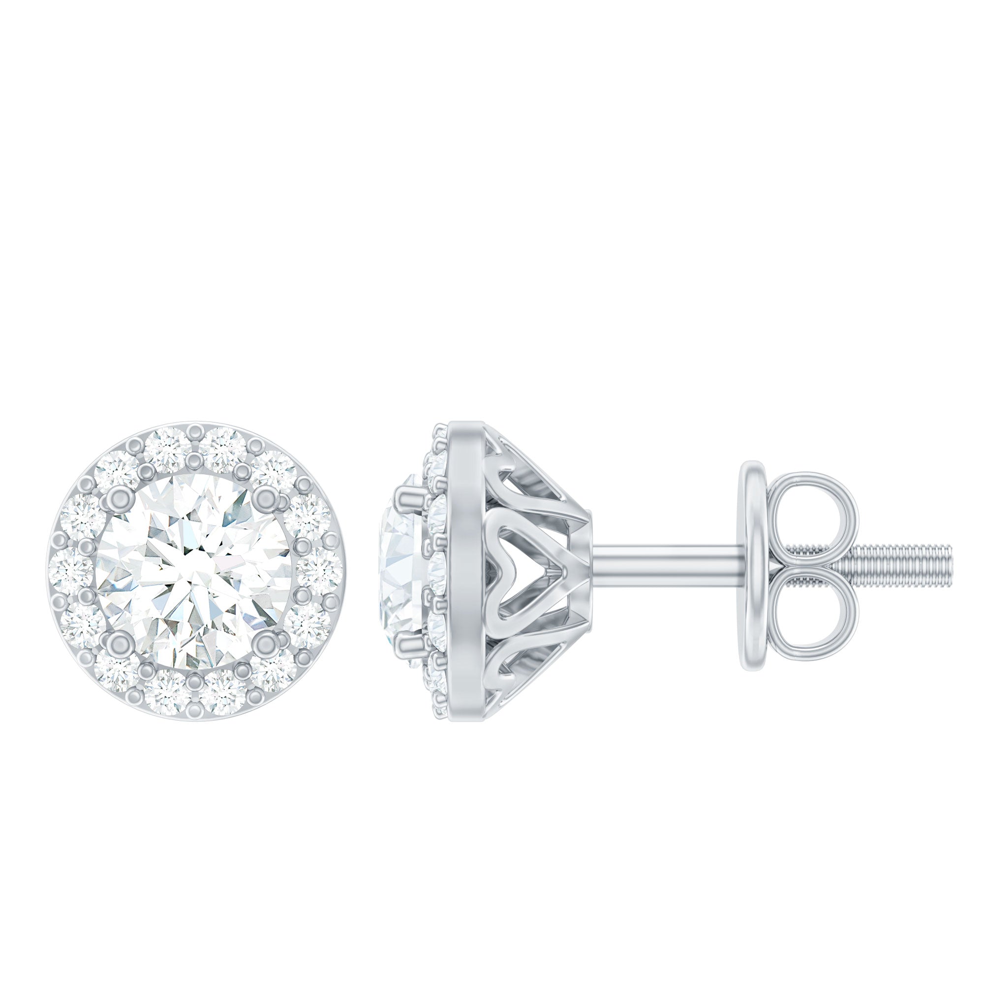 1 CT Zircon Classic Halo Stud Earrings