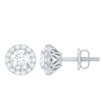 1 CT Zircon Classic Halo Stud Earrings