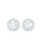 1 CT Zircon Classic Halo Stud Earrings