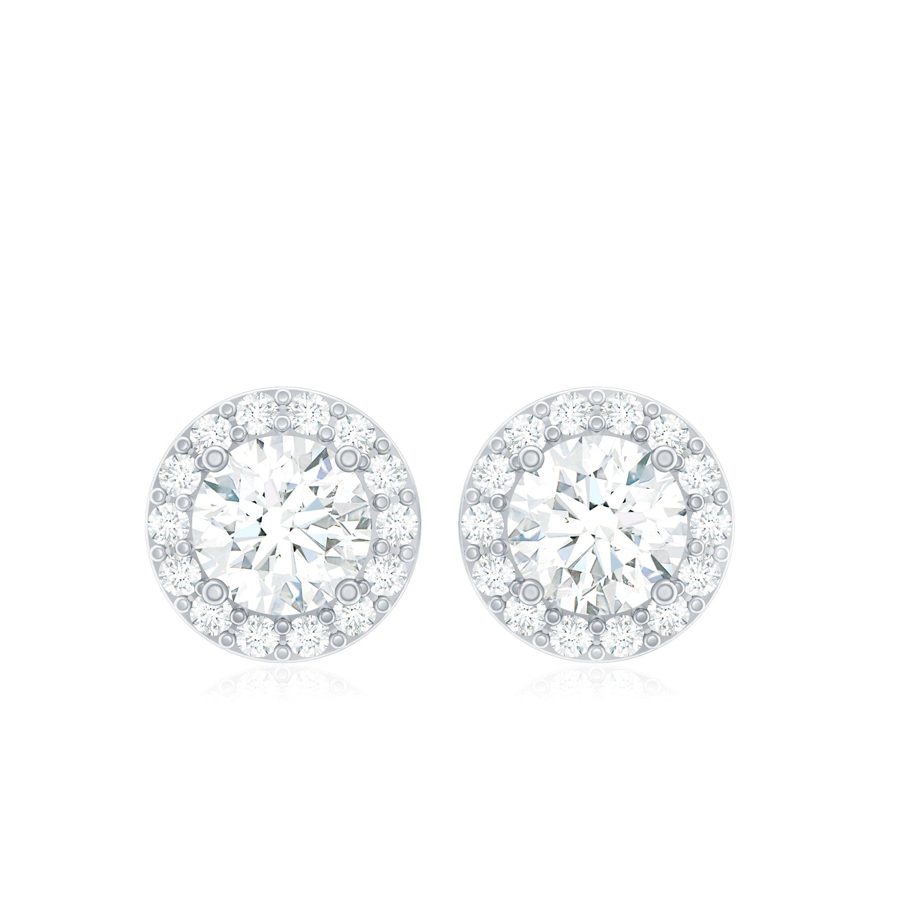 1 CT Zircon Classic Halo Stud Earrings