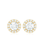 1 CT Zircon Classic Halo Stud Earrings