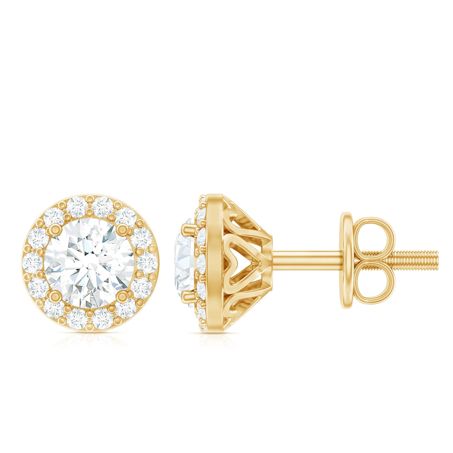 1 CT Zircon Classic Halo Stud Earrings