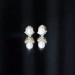 Modern Stud Earrings with Freshwater Pearl and Diamond