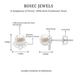 Modern Stud Earrings with Freshwater Pearl and Diamond