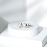 Modern Stud Earrings with Freshwater Pearl and Diamond