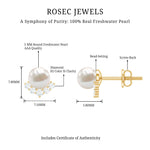 Modern Stud Earrings with Freshwater Pearl and Diamond