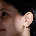 Modern Stud Earrings with Freshwater Pearl and Diamond