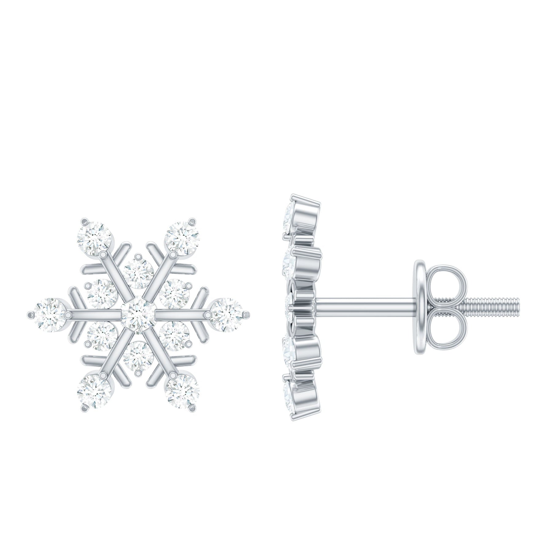 Moissanite Snowflake Stud Earrings for Her