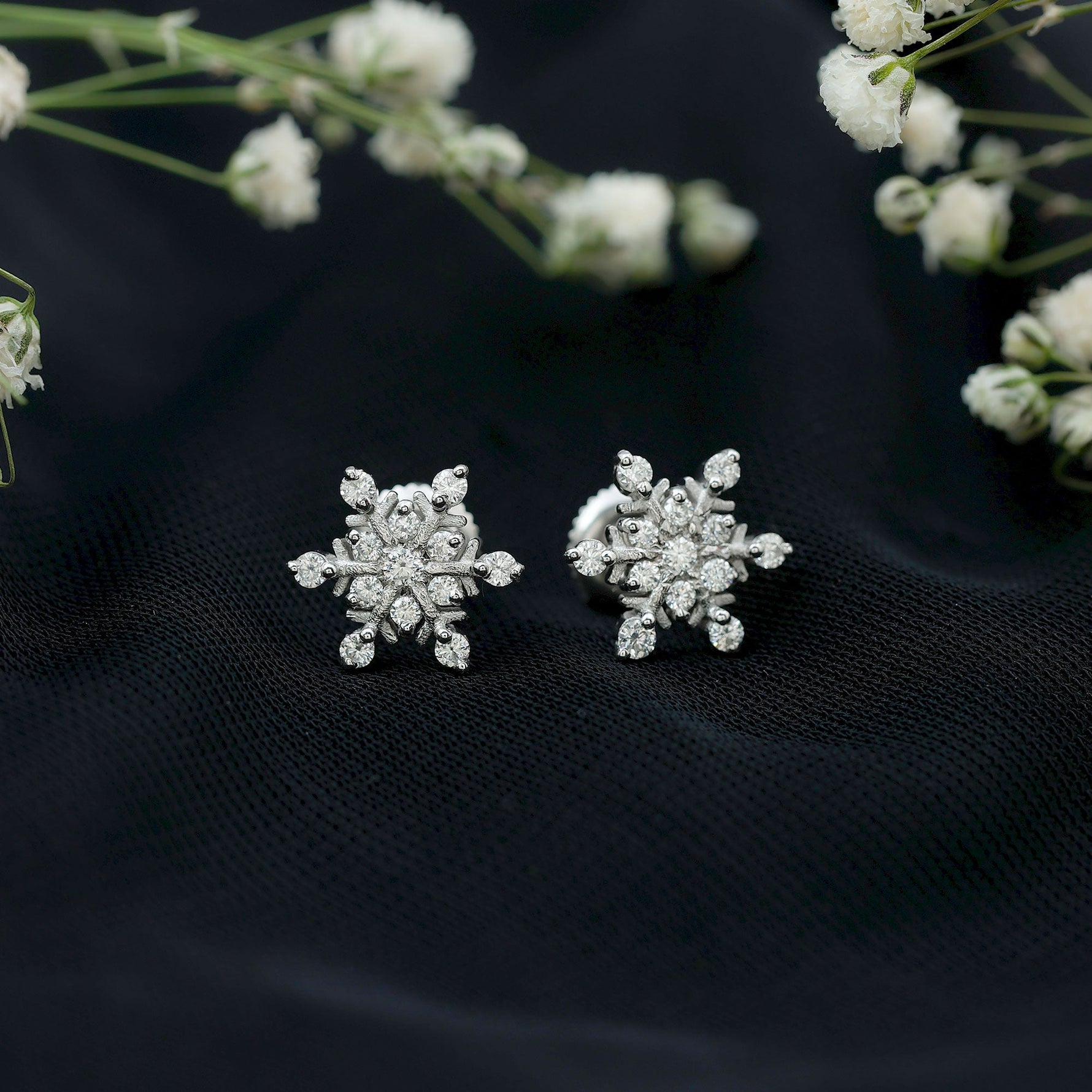 Moissanite Snowflake Stud Earrings for Her