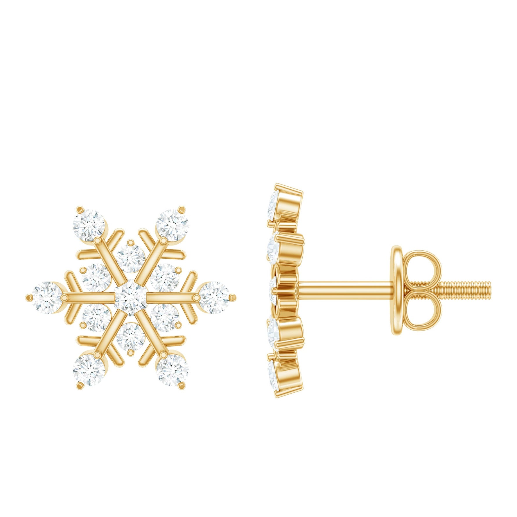 Moissanite Snowflake Stud Earrings for Her